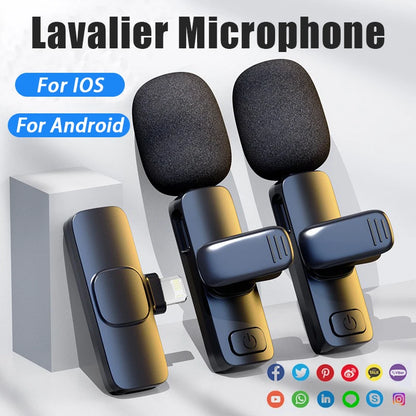 Wireless Lavalier Microphone Mini Audio Video Recording for Iphone 14 Promax 13 12 11 Mic Live Broadcast Gaming Mic for Android